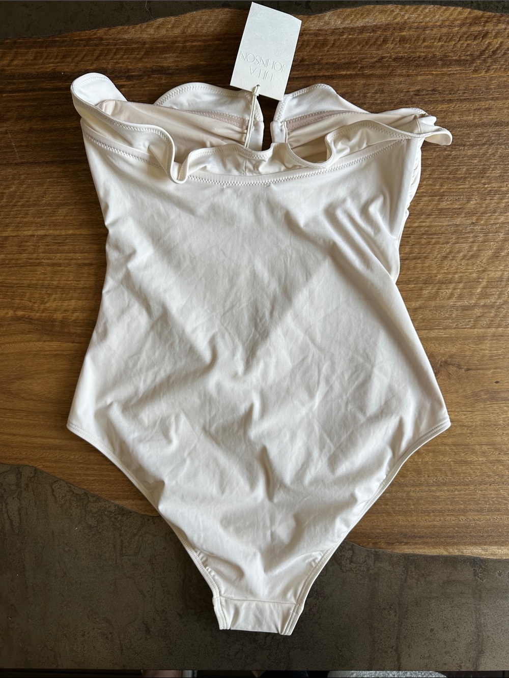 Ulla Johnson Cream Strapless Ruffle One-Piece Bathing Suit - Picture 8 of 10